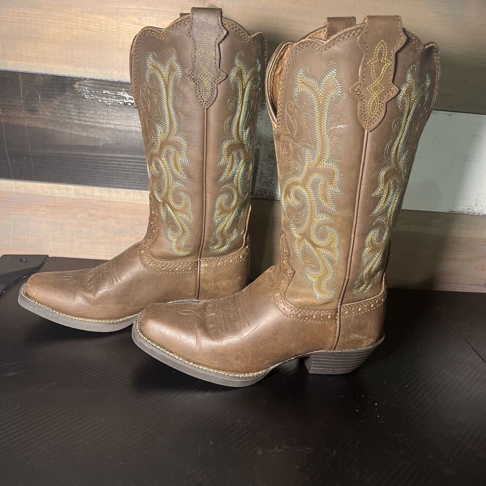 Justin Cowboy Boot Stampede Sorrel Apache Women's Square Toe Style L2552 Size 6B